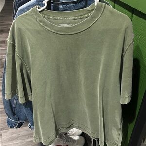 Abercrombie Olive Green T-Shirt Cropped